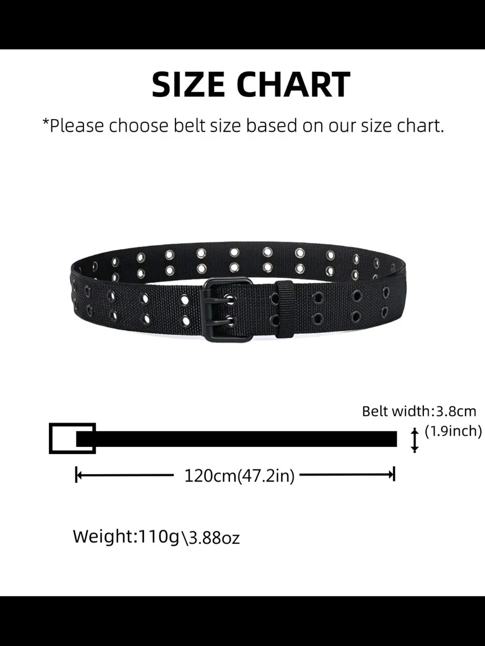 Classic Army Green Double Grommet Web Belt, 120 CM, One Size Fits All